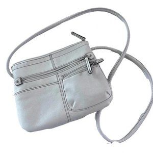 NWOT Tignanello White Pebble Leather Organizer Crossbody HandBag Purse
